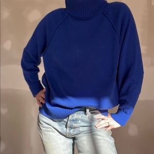 Cobalt cotton turtleneck sweater